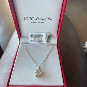 Macy's Diamond Square Halo 18" Pendant Necklace